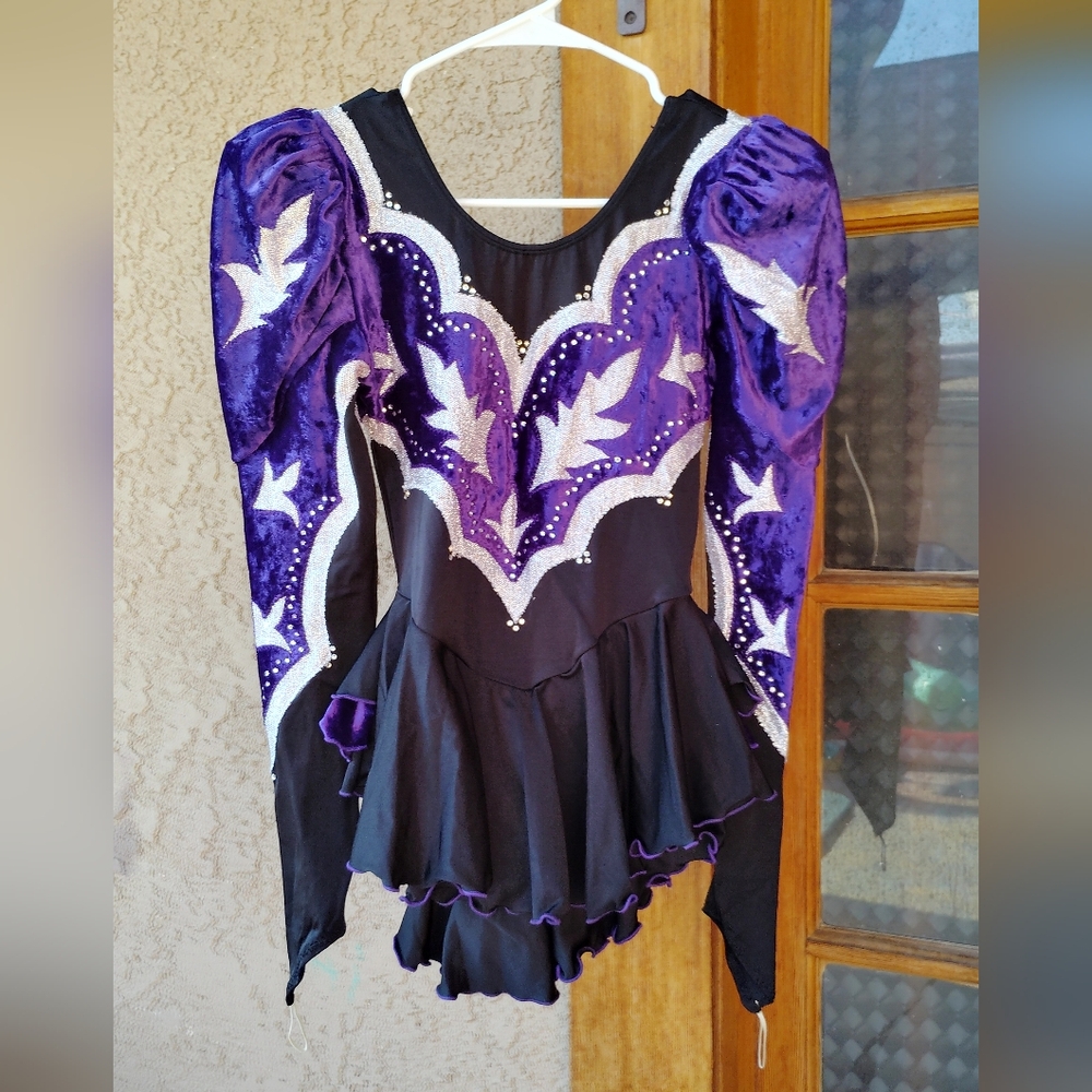 Vintage Purple and Black Kids Skating Or Dance Costume